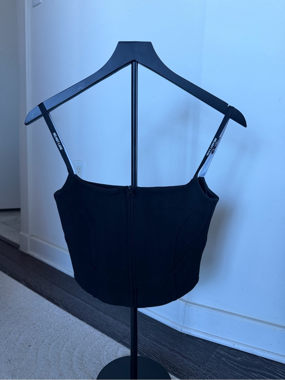 New Helmut Lang Black Fitted Ponte Corset Top Size Small